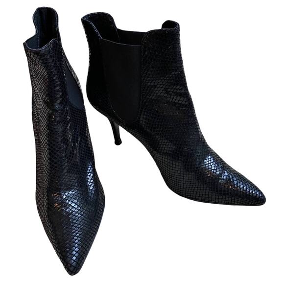 High Heel Ankle Boots EU 38 / US 7.5M Black Textured Leather by Tsaloros Mallos - Picture 5 of 11